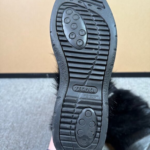 Tecnica Skandia Apres Ski Skiing Goat Hair Black Winter Fur Boots Size 7 Women - Picture 7 of 8